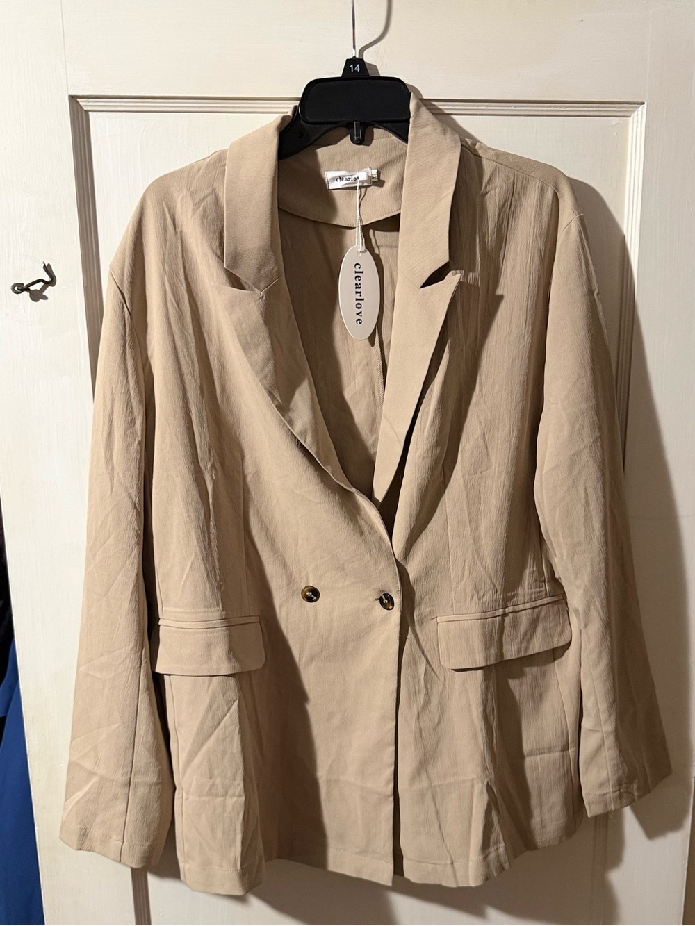Neutral Taupe Double-Breasted Women's Blazer Jacket